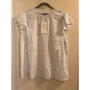 Bloomchic Top Women's Size 18-20 White 100% Polyester Short Sleeves Crew Neck